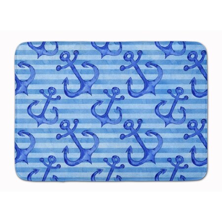 Carolines Treasures Beach Watercolor Anchors Machine Washable Memory Foam Mat BB7533RUG